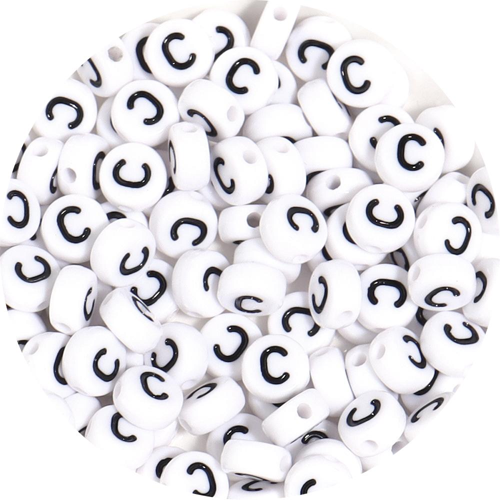 100Pcs 7mm Black White Acrylic Alphabet Beads Flat Round Loose Spacer Letter Beads For DIY Craft Bracelet Supplies Wholesale