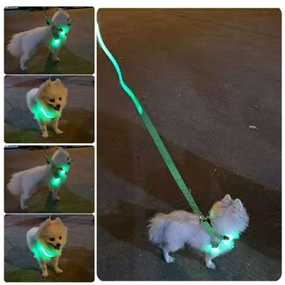 LED Szelki dla Zwierząt Domowych USB Ładowane Podświetlane Szelki dla Psa 3 Tryby Oświetlenia Regulowana Kamizelka Bezpieczeństwa Świecąca w Ciemności do Nocnych Spacerów Średnie Duże Psy