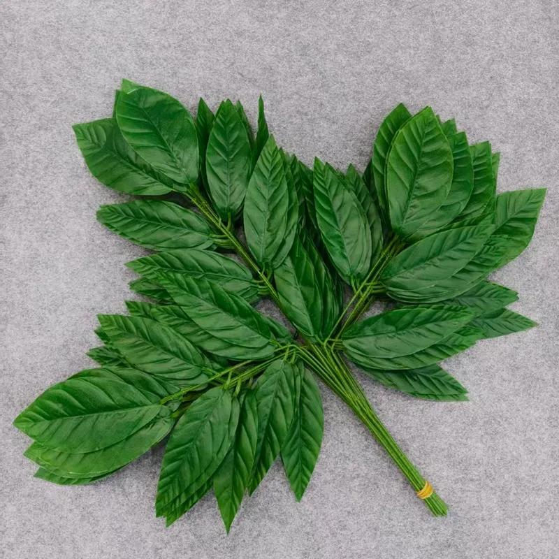 Artificial Banyan Maple Mango Leaves Fake Foliage Greenery Stems for Decoration Outdoor Landscape Tree Making