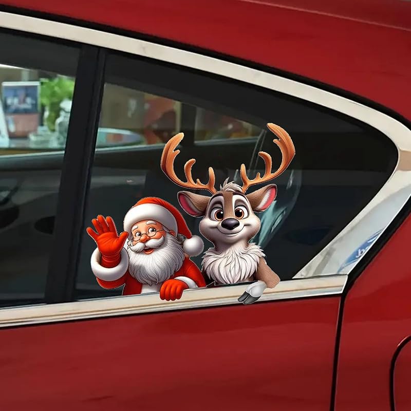 Santa Waving Hand Decal,3D Self-Adhesive Vinyl Sticker for Christmas, Polyvinyl Chloride Car & Window Cling, Suitable for Glass, Metal, Ceramic
