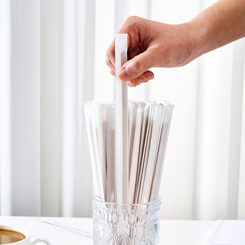 Gianxi Wooden Coffee Stirrer  Disposable Independent Packaging  Coffee Stirrer 19cm Long Handle Hot Tea Drinking Wooden Stick