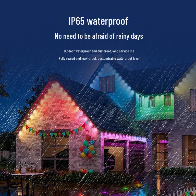 Outdoor Waterproof 220V RGB LED Strip Light with Remote & App Control for Eaves Decoration