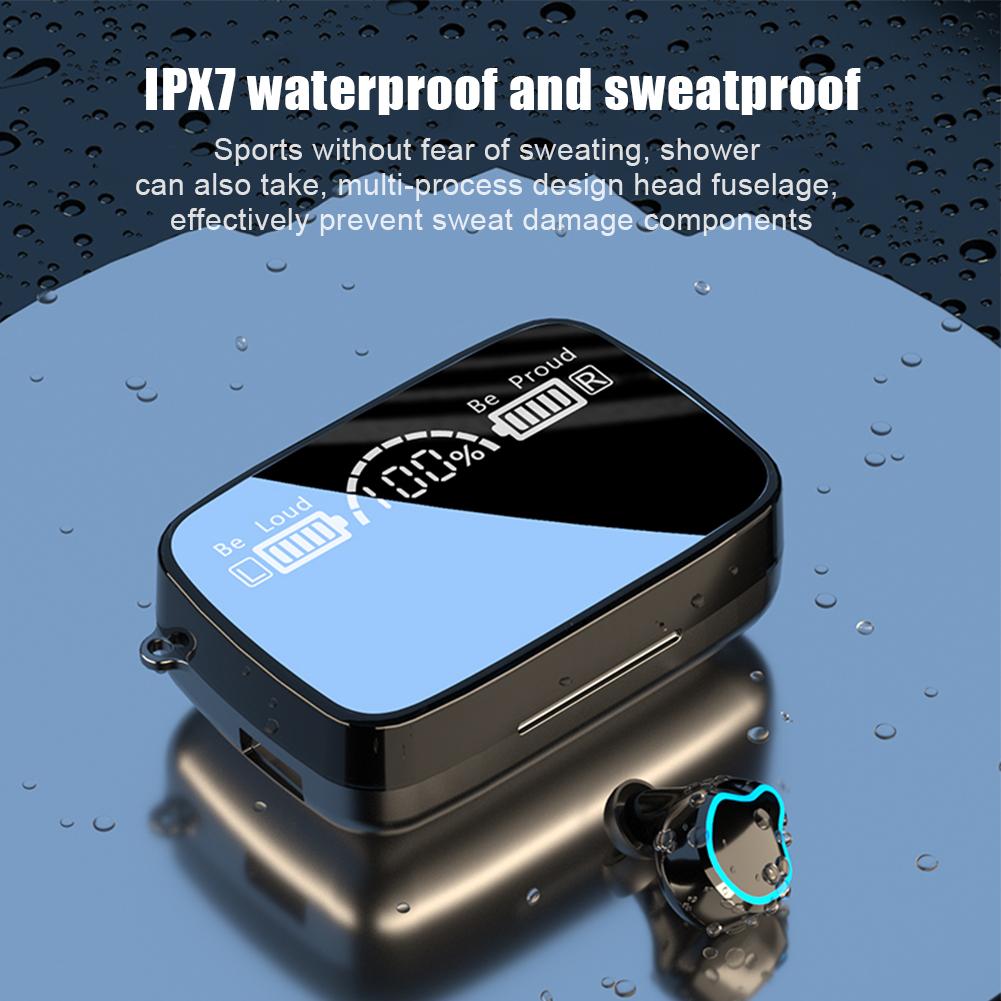 Waterproof Wireless Bluetooth Earphones with Mic 9D Stereo Headsets with Charging Case