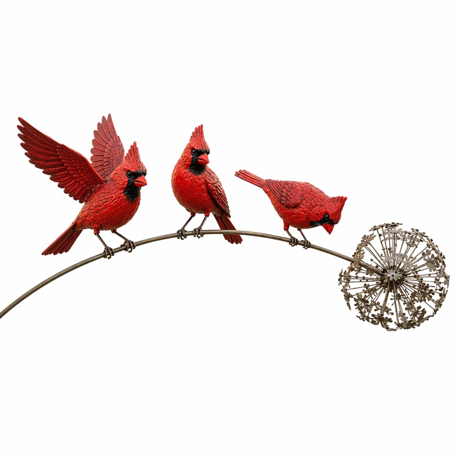 Metal Iron Bird Stakes Decorative Garden Stake Creative Dandelion Garden Sculptures for Yard Lawn Landscape Decor Art Ornament