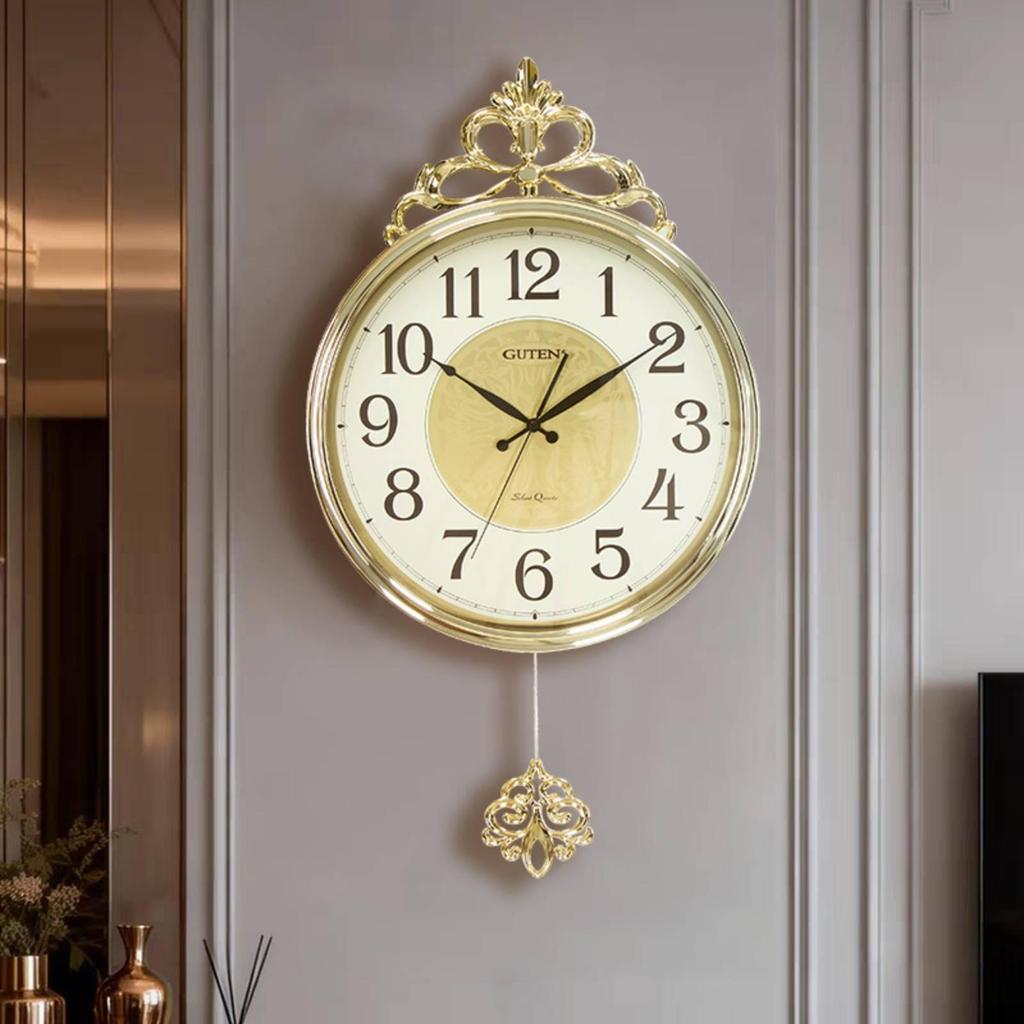 Luxury Wall Clock Pendulum Ornate Design Large Decorative Mural for Office