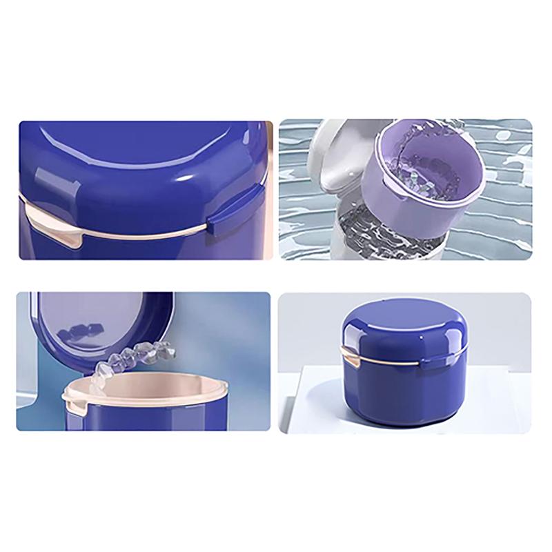 Cutie pentru proteze pentru baie Cutie pentru pahare Suport portabil pentru dinți falși Recipient pentru înmuiere Reținere ortodontică Coș de curățare