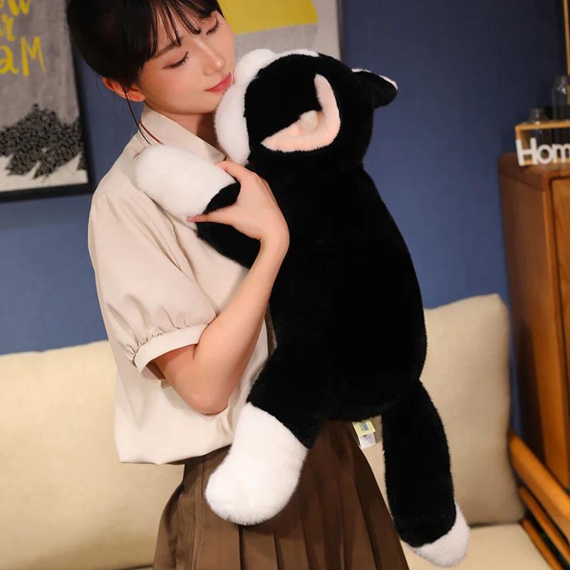 30-65CM Simulovaná kočka Panenka Plyšová hračka Měkké zvířátko Plyšová bílá Šedá Kotě Polštář Děti Dívky Narozeninový dárek Hračky pro domácí mazlíčky Deco