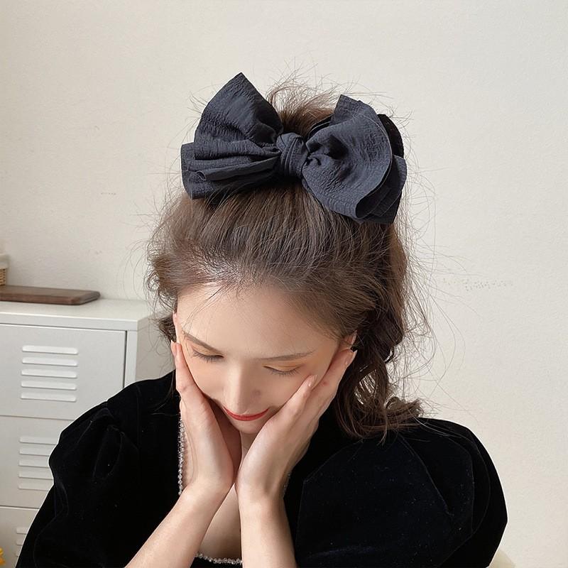 Handmade Fabric Ruched Bow Hair Clip Women Accessory Korean Style Top Side Pin
