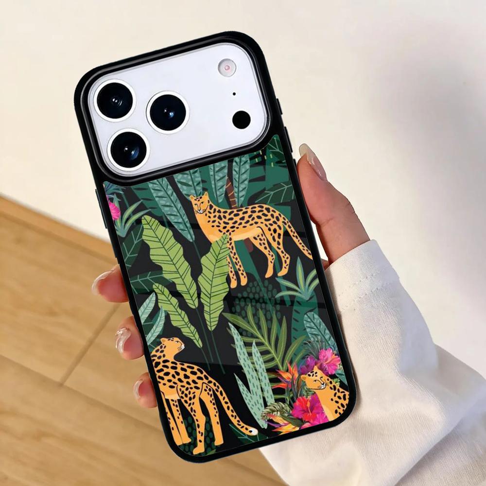 Tigers Leopards tropical leaves Phone Case For Apple iPhone 17 air 16 Pro Max 15 Pro Max 14 13 12 11 Mini Back Cover