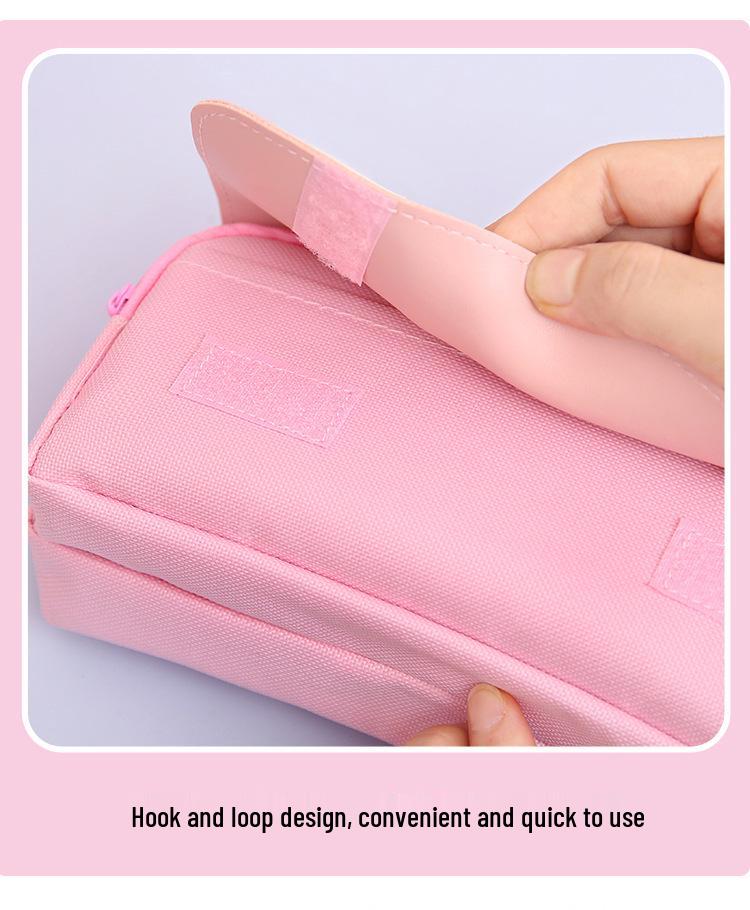 Double Layer Heart Canvas Pencil Case for Primary School Students