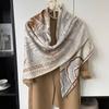 130*130cm 30% Silk +70% Wool Scarf Retro Vintage Luxurious Soft Shawl Large Warm Winter Wrap for Women