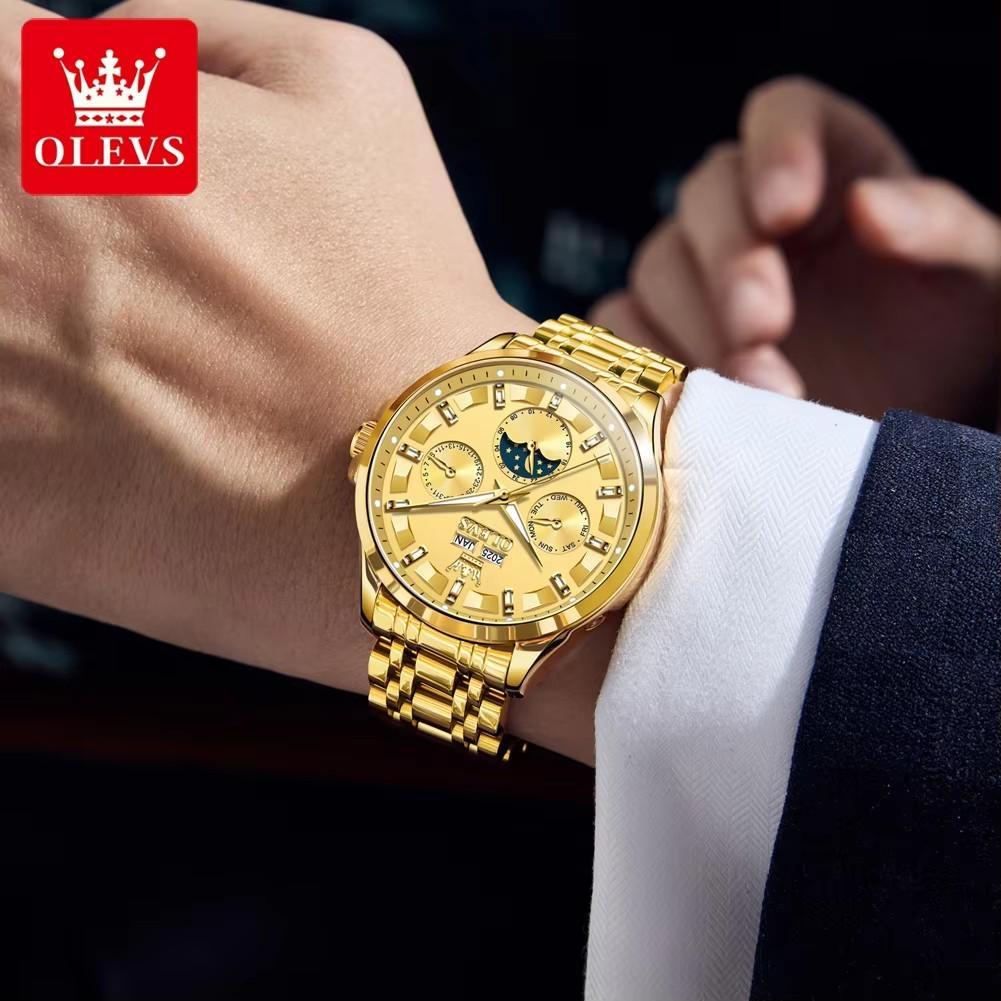 Luxusní pánské plně automatické mechanické hodinky Multifunkční vodotěsné hodinky s fází měsíce Pánské sportovní hodinky