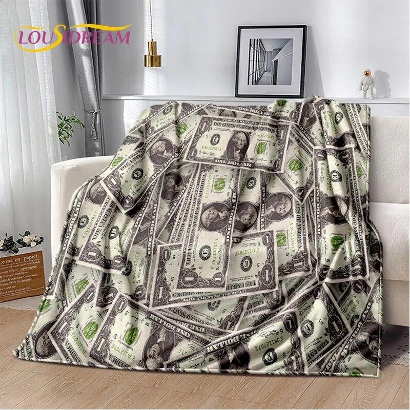 3D-Dollar-Euro-Pfund-Geld-Reich-Cartoon-weiche Plüschdecke, Flanelldecke, Überwurfdecke für Wohnzimmer, Schlafzimmer, Bett, Sofa, Geschenk