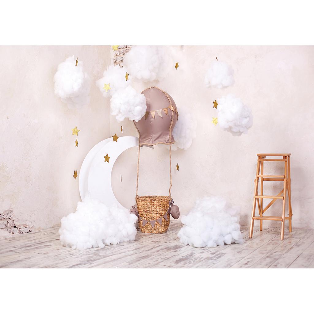 Mond Wolke Stern Heißluftballon Photophone Fotografie Hintergründe Vinyltuch Foto Hintergrund für Kinder Baby Neugeborenes Fotostudio