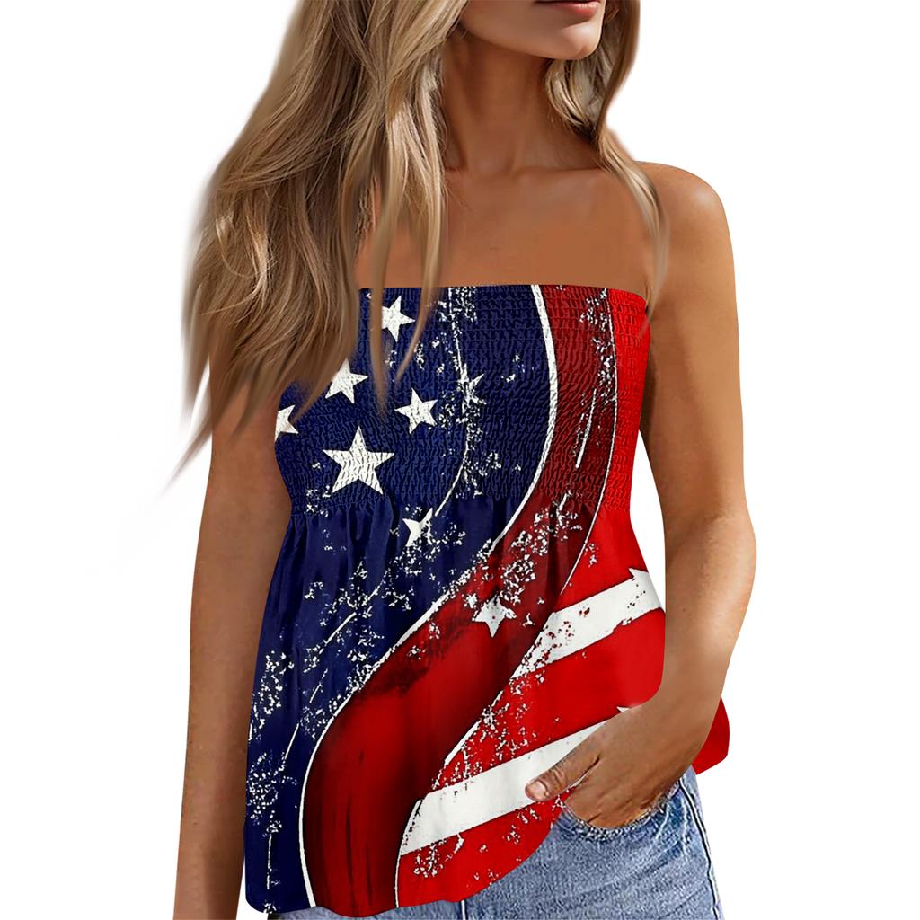 Tube Tops For Women,Cute Sexy Off Shoulder Print Sleeveless T-Shirt