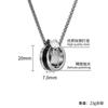 Stainless Steel Double Ring Pendant Necklace Men Hip Hop Style Long Chain With Crystal Charm Geometric Design