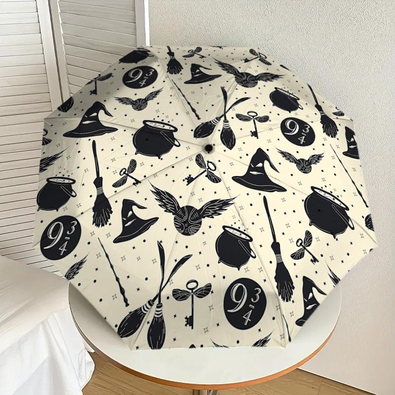 1PC Halloween Wizardry Umbrella-8-Rib Reinforced, Automatic Open, Lightweight & Durable, Cute Fashion Accessory for Outdoor, D2690