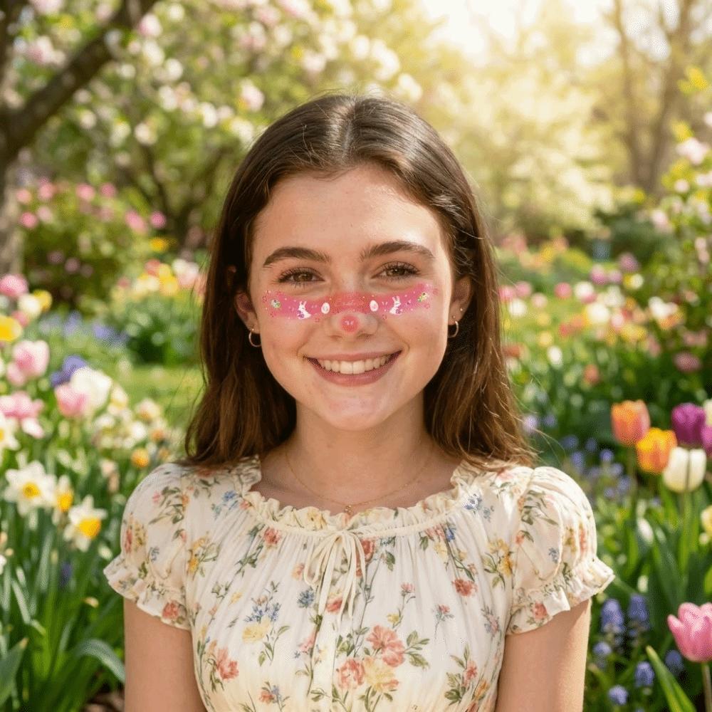 12pcs Long Lasting Easter Egg Face Temporary Tattoos Easter Bunny Makeup Stickers Amusement Park