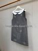 French Niche Gray Sleeveless Dress with Beaded Doll Collar - Early Spring Rich Girl Style
