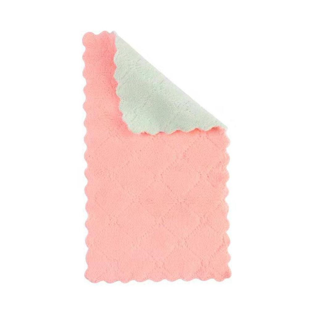 2-sides Thicken Kitchen Cloth Soft Coral Velvet Washing Rag Non-stick Absorbent Towel