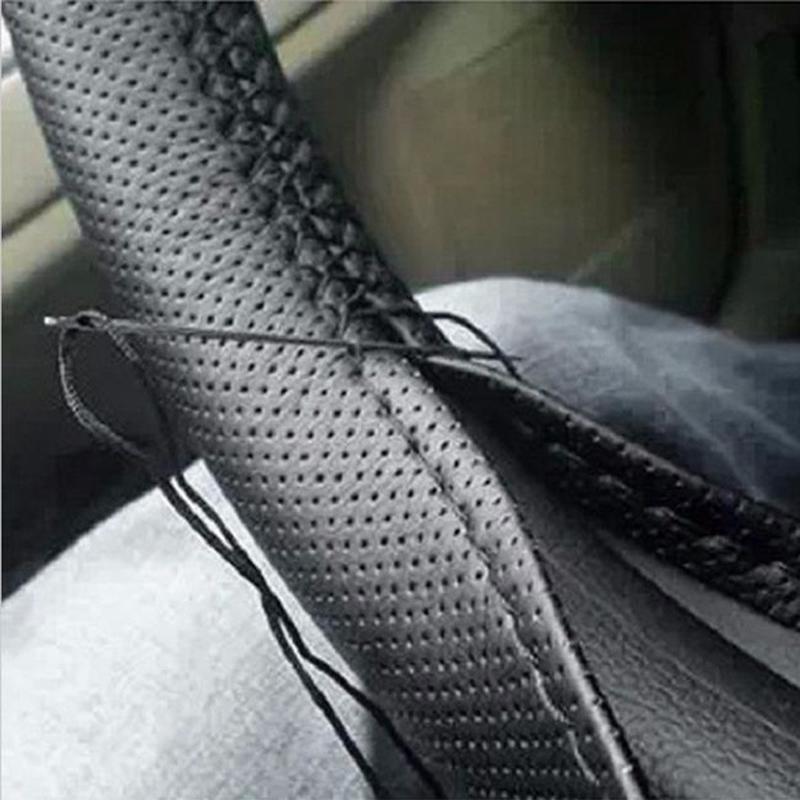 38cm Microfiber Car Steering Wheel Cover Soft Leather Braid On The Steering-Wheel with Needle Thread DIY Car Decoration