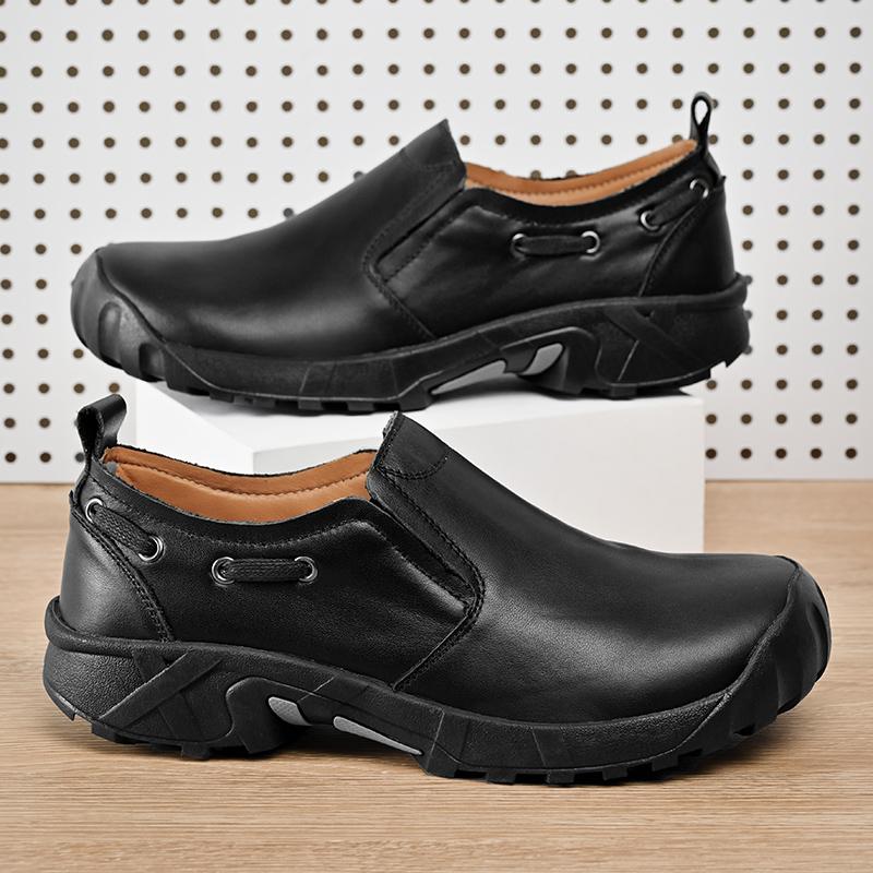 Fashion Handmade Designer Genuine Leather Men Walking Shoes Casual Comfortable Antiskid Soft Bottom Loafers Flats Hot Sale Walking Shoes