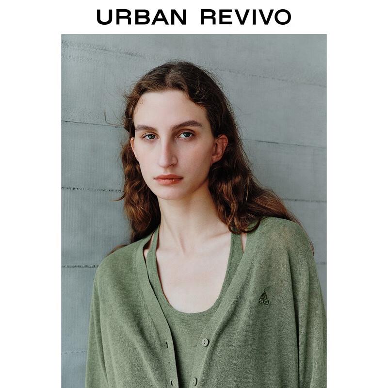 UR 2025 Autumn Women's Embroidered V-Neck Knit Cardigan