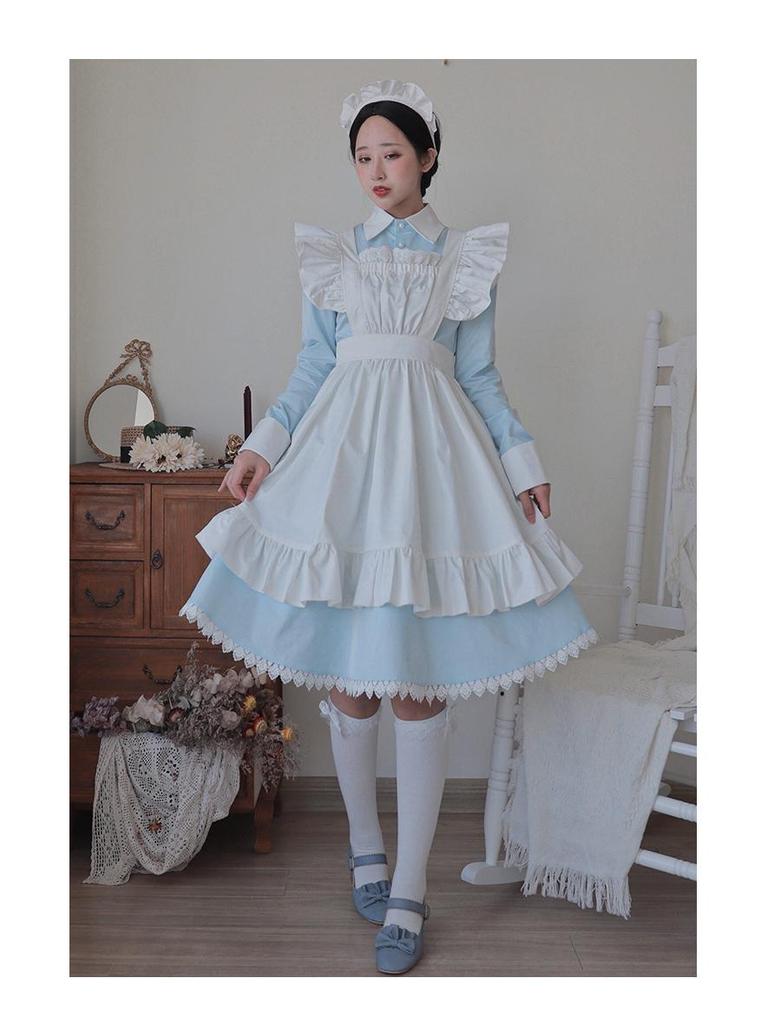 Japanese Lolita Long Sleeve Cosplay Maid Dress LT003
