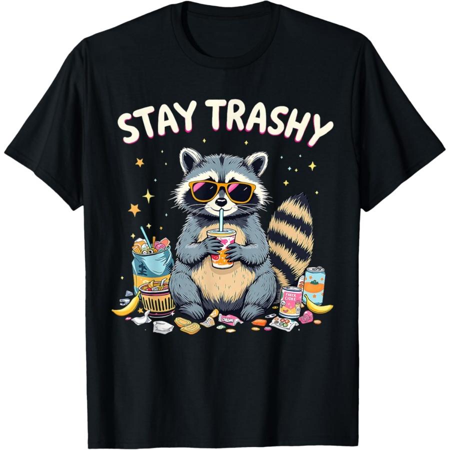Stay Trashy Funny Raccoon T-Shirt XXXXXL чёрный