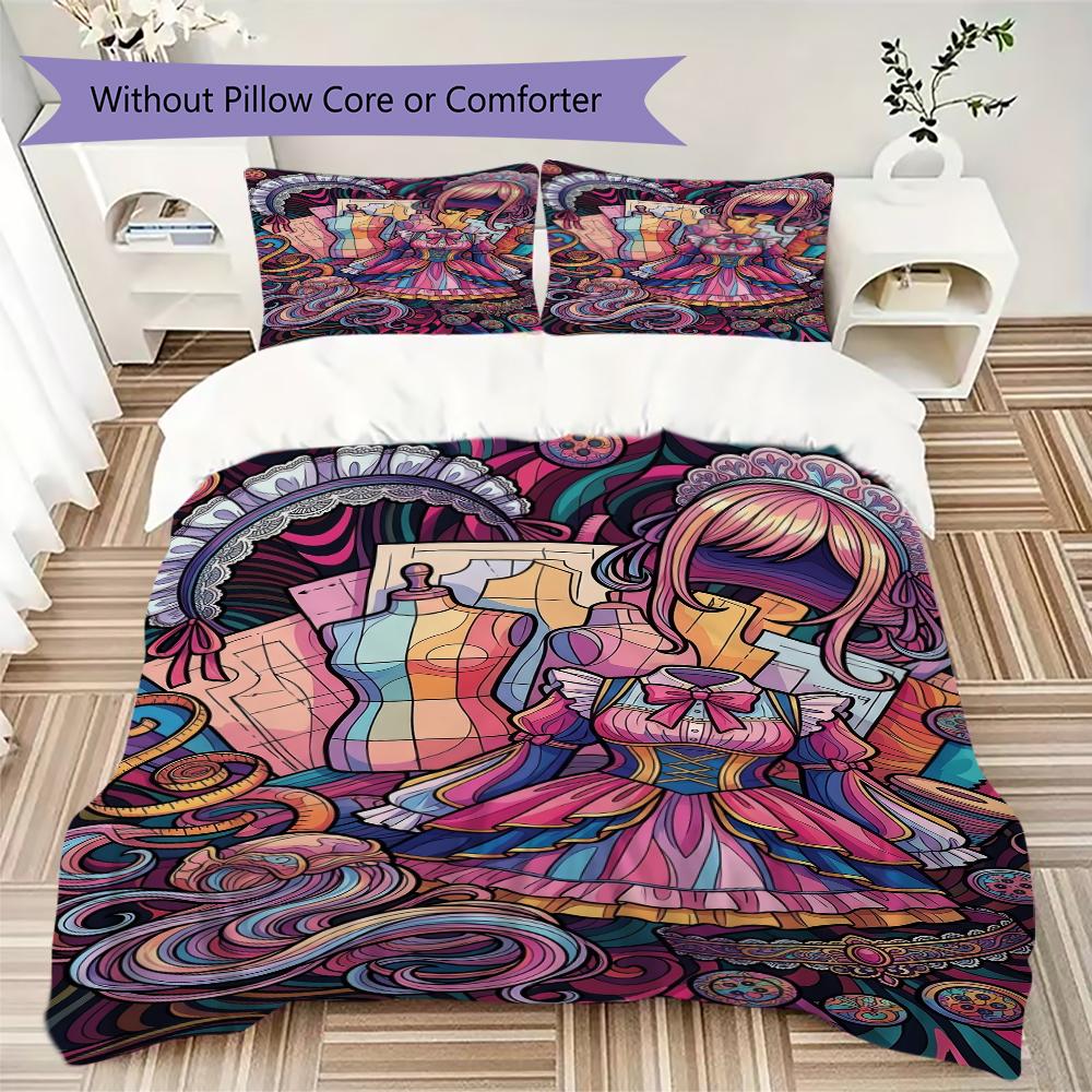 

Dress-up doll Kitagawa Kaimu Pattern Bedding,Quilt Set Quilt Cover Pillowcase Home Birthday Gift (1 * duvet cover + 2 * pillowcase, without core) 135x200cm