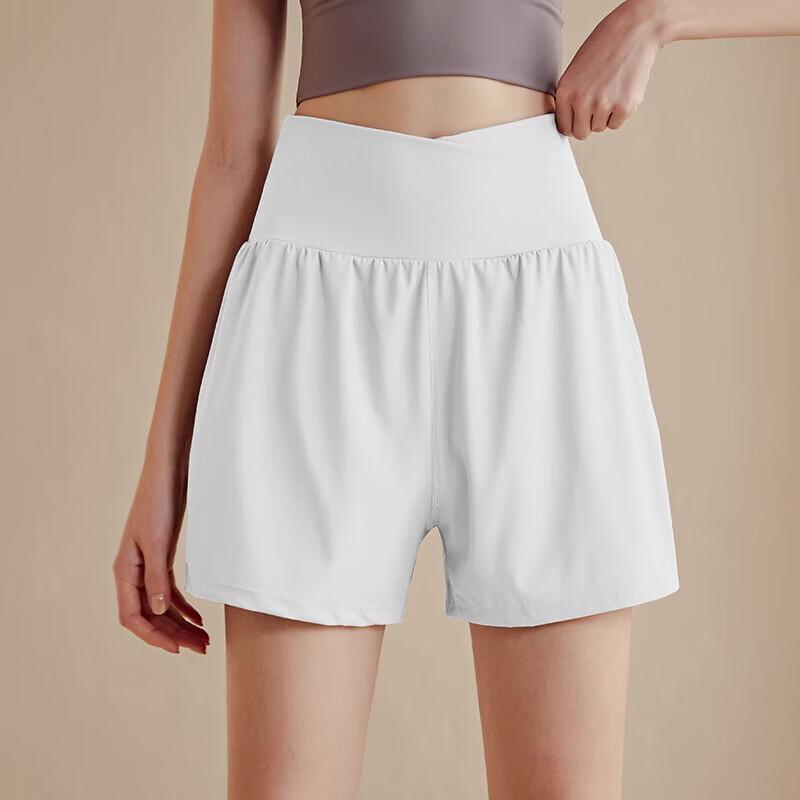 WEZHO Women s Faux Two-Piece Quick-Dry High-Waist Sports Shorts