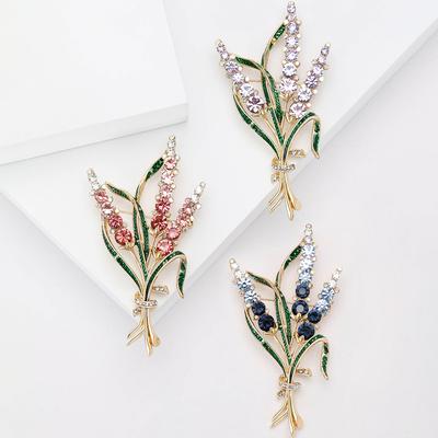 Broche Flor de Cristal Broches de Espigas de Trigo com Strass Joia Dourada Presente Lapela