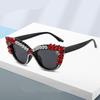 Elegant Diamond Cat Eye Sunglasses Women Fashion Trendy Crystal Big Frame Vintage Sun Glasses Female