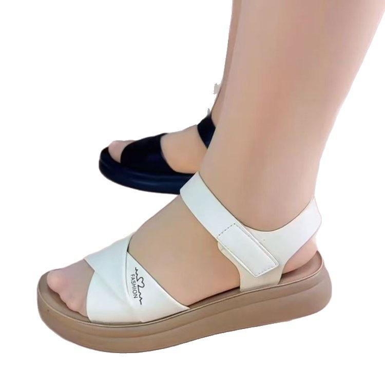 Sandales plates en cuir souple, nouveautés d'été, semelles souples, confortables, légères et antidérapantes