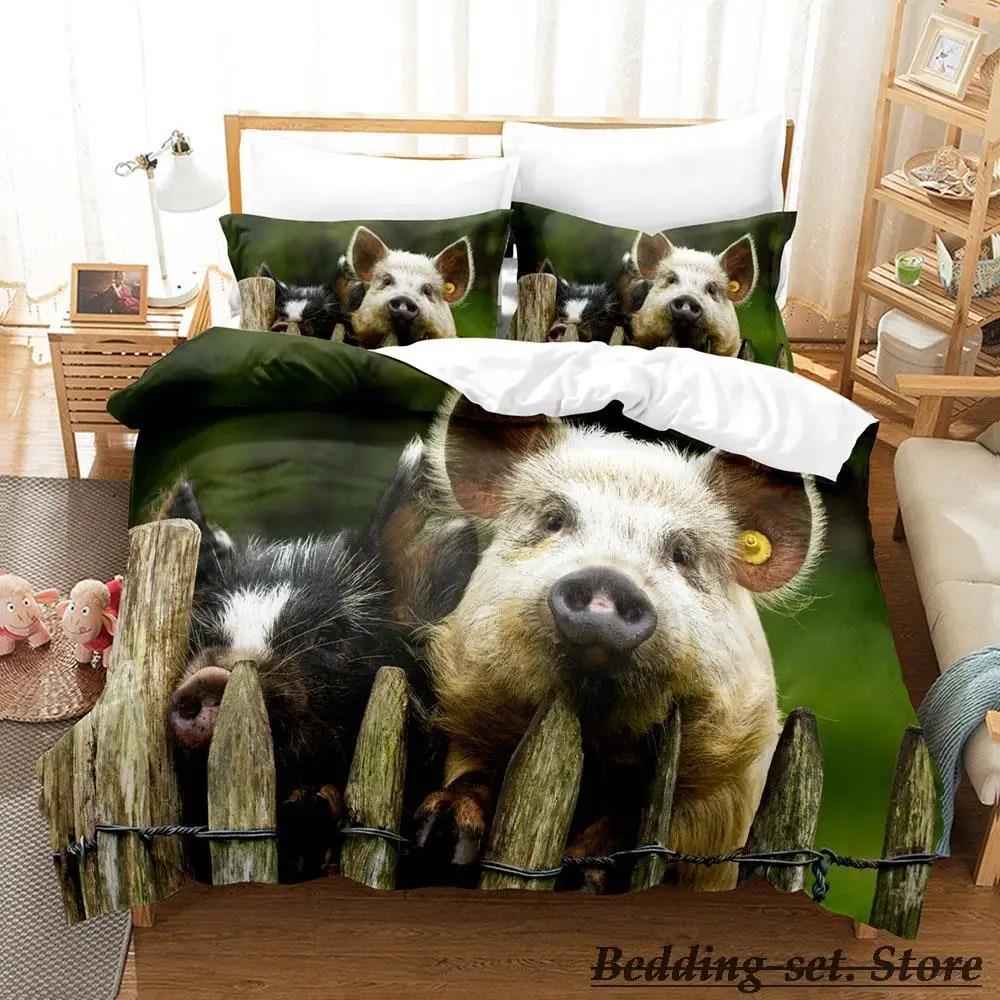 Funny Pig Bedding Set Single Twin Full Queen King Size Bed Set Aldult Kid Bedroom Duvetcover Sets Anime Parure De Lit Bed
