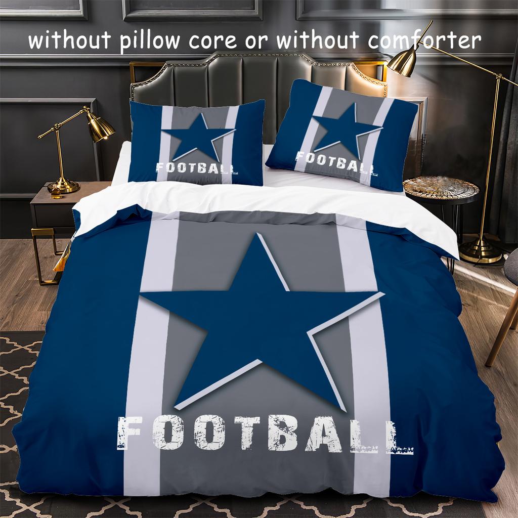 Polyester Duvet Cover Set Pentagram Sports Football Stripe 3D Comfortable Soft And Breathable For Bedroom Men Teens Couple Room