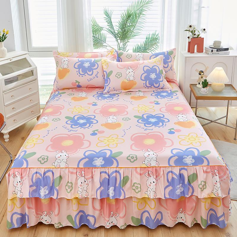 1 stk Sengeteppe i pastoral stil colchas de cama matrimonial Dobbel blondeskjørt til seng King Laken Skjørt (putevar trenger bestilling)