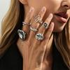 Vintage Punk Ring Set for Women Grey Crystal Zircon Love Heart Shape Exaggerated Lips Metal Finger Ring Party Hip Hop Jewelry