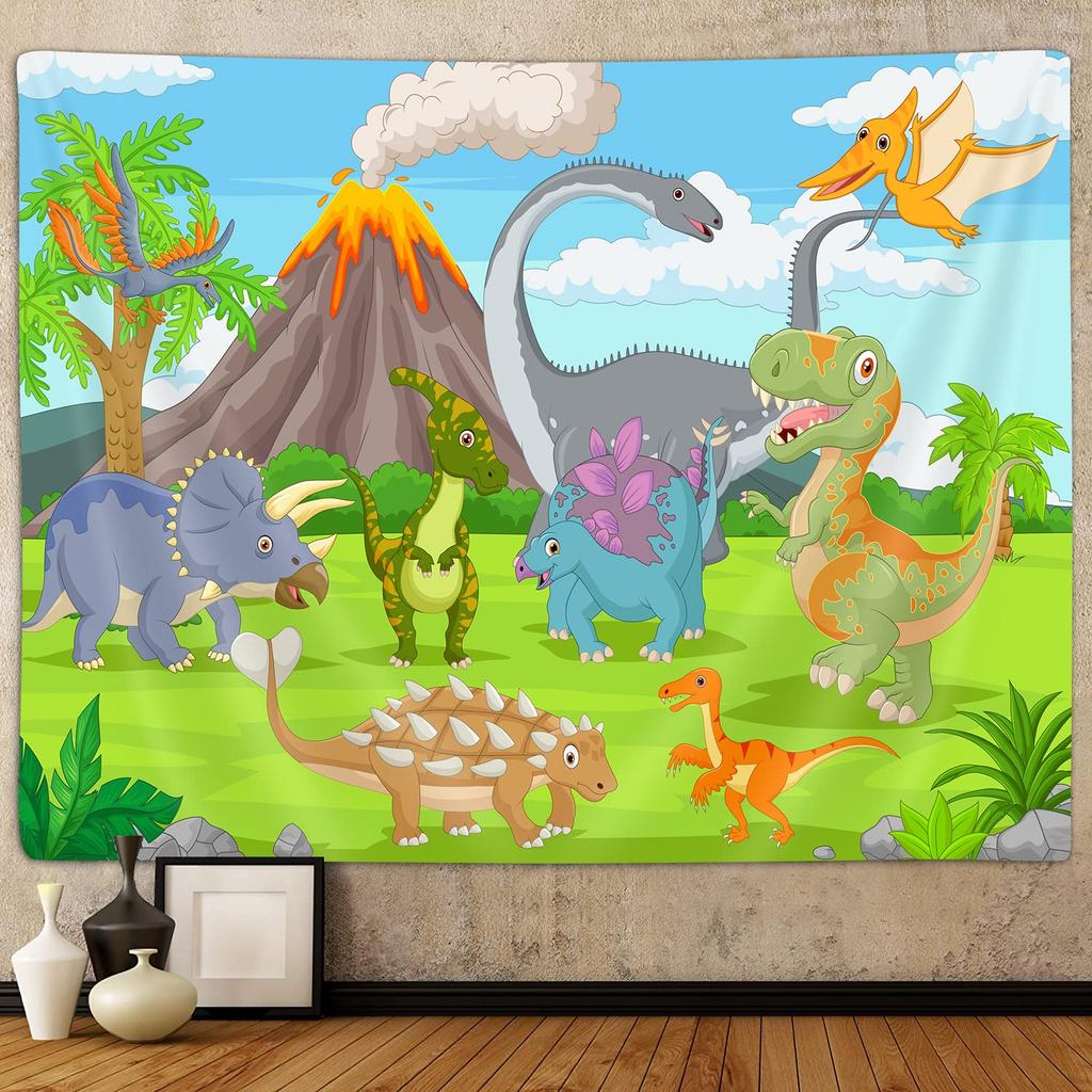 Cartoon Dinosaur Tapestry for Boys Kids Bedroom, Cute Animal Dinosaur Art Tapestries Wall Hanging for School Classroom Anime