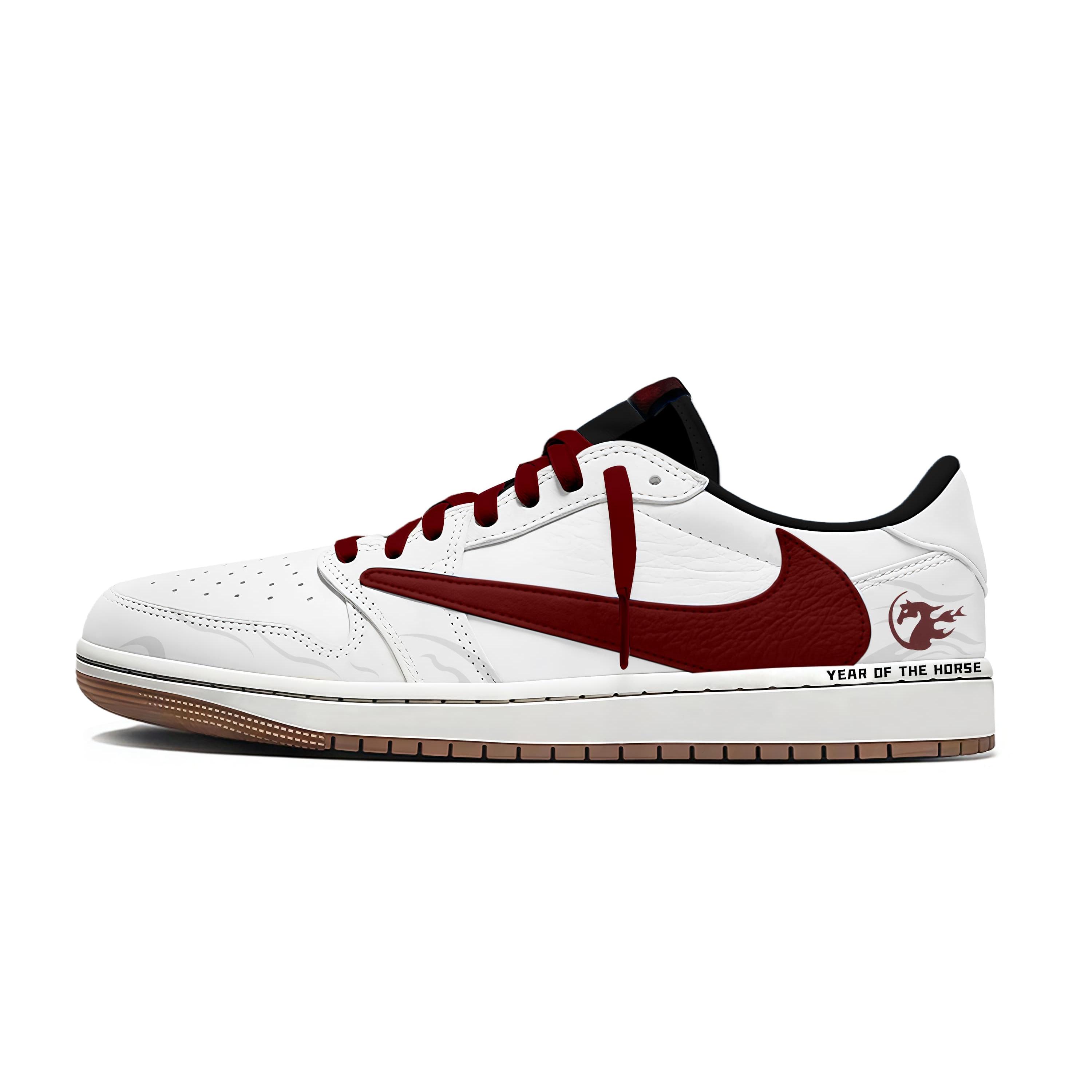 

Travis Scott x Jordan Air Jordan 1 Hook. Red Hare Horse Low top Vintage Basketball Shoes Women s Red White DZ4137-700(Team1897-.) 41