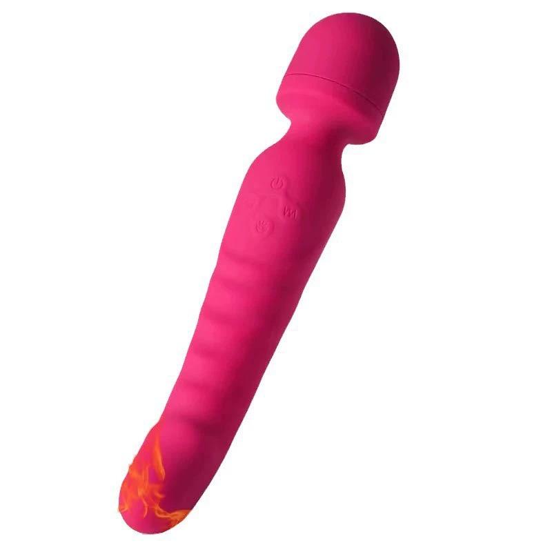AV Dual-Head Heated Silicone Vibrator with Charger - Female Adult Erotic Massager
