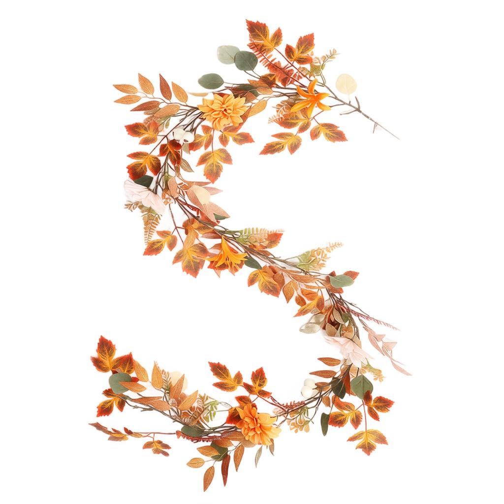 Fall Thanksgiving Wall Hanging Decor with Maple Leaf Pumpkin Garland for Mantel Shelf