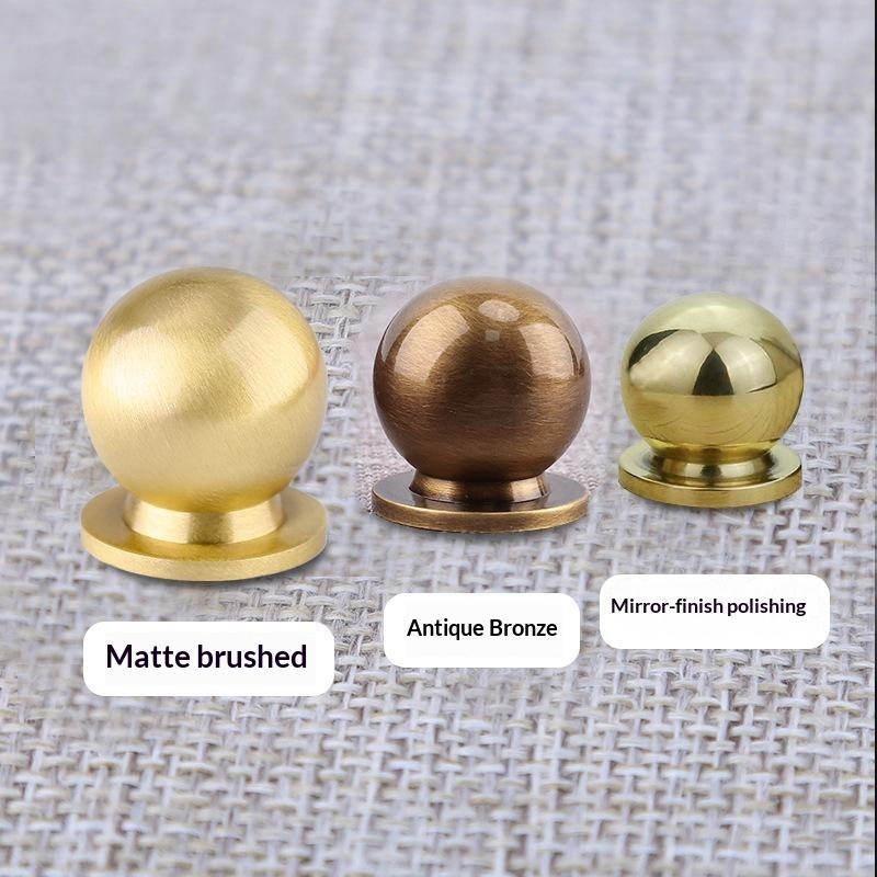 Brass Round Cabinet Knob Single Hole Solid Drawer Pull Matte Antique Bronze Multi Size Knob For Furniture Wardrobe Cupboard