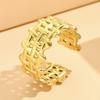 Retro Woven Gold-Plated Stainless Steel Adjustable Women's Ring