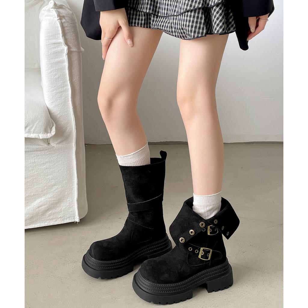 Brown retro Maillard platform thick-soled high-heeled Martin boots women's 2025 new autumn thin and heightened medium boots