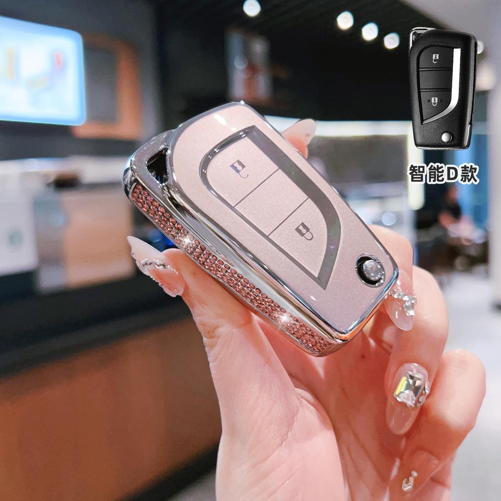 Diamant Auto Fernbedienung Schlüsselhülle Abdeckung Schutzschale Anhänger Für Toyota Aygo Yaris Highlander Camry Rav4 Forturner Hilux Auris Corolla Av