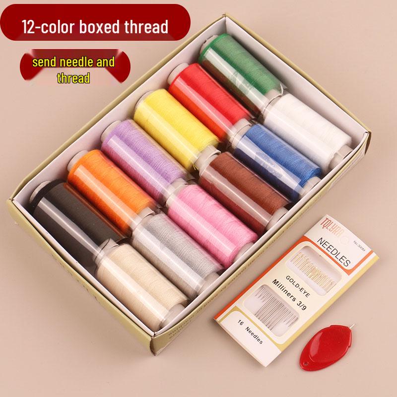 39-Color Sewing Thread Set: Household Spools & Needles for Mending