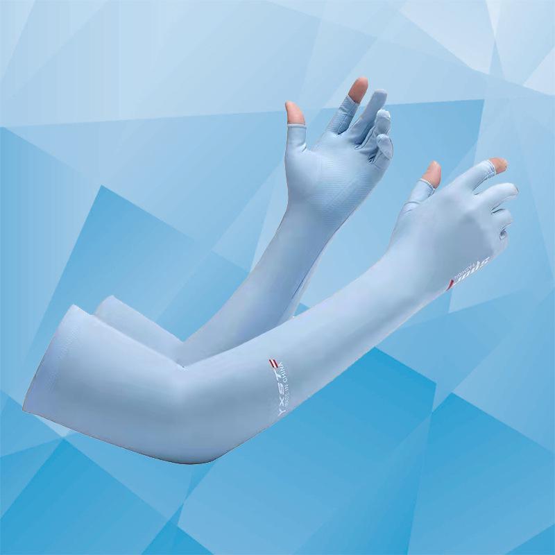Unisex Ice Silk Sun Protection Arm Sleeves for Spring/Summer – Breathable, Two-Fingerless Design for Driving and Riding