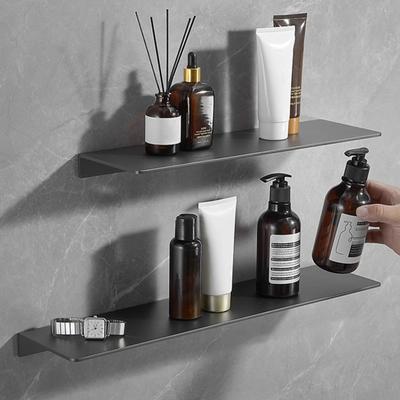 Wandmontage-Badezimmer-Schweberegal, stanzfrei, selbstklebend, robuste Aluminiumlegierung, multifunktionaler Aufbewahrungsregal-Halter, Organizer, Heimbedarf