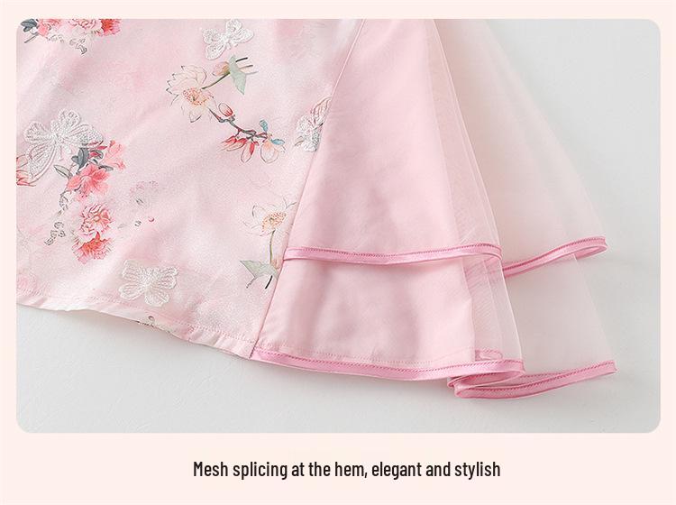 2026 New Cheongsam Girls' Chinese Style Summer Princess Dress